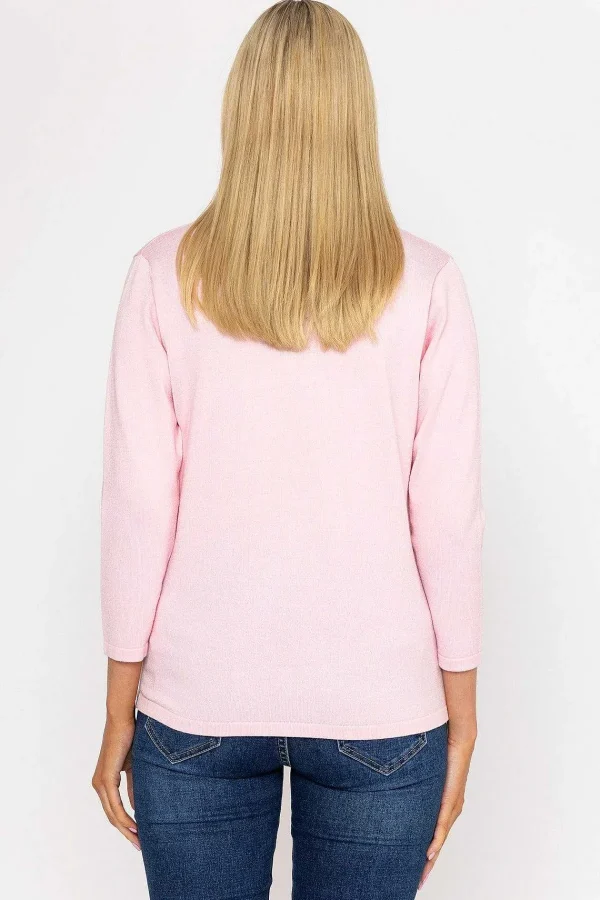 Voulez Vous Plain Knit Sweater With Diamonte Detail In Pink*Women Jumpers & Cardigans