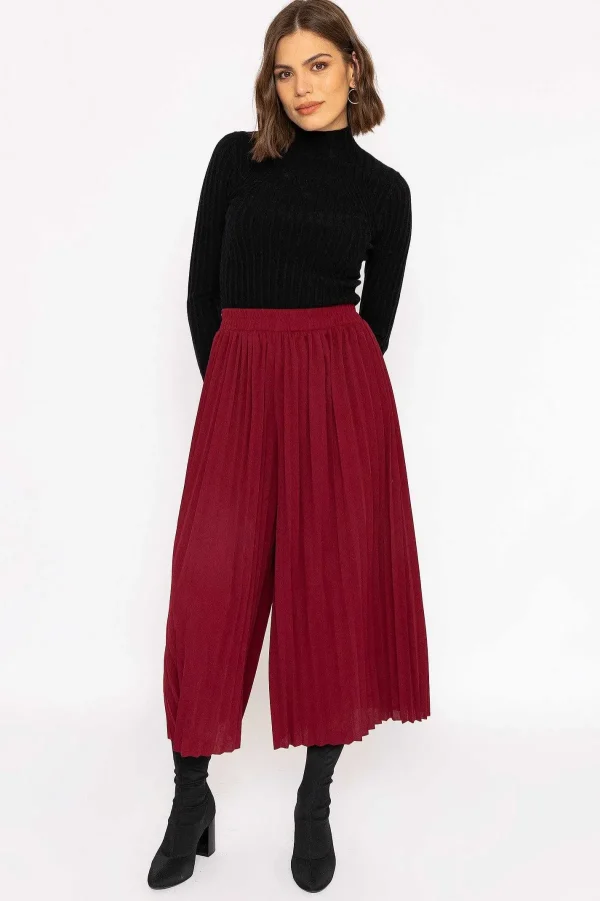 Rowen Avenue Pleated Wide Leg Pant In Burgundy*Women Jeans & Trousers