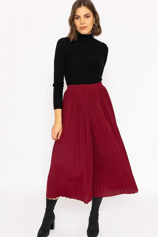 Rowen Avenue Pleated Wide Leg Pant In Burgundy*Women Jeans & Trousers