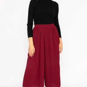 Rowen Avenue Pleated Wide Leg Pant In Burgundy*Women Jeans & Trousers