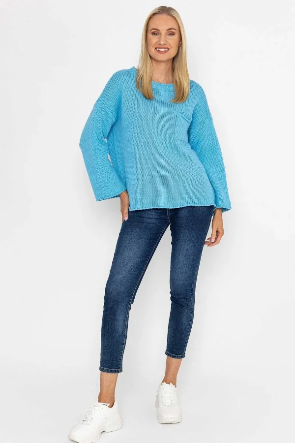 Pala D'oro Pocket Knit In Blue*Women Jumpers & Cardigans