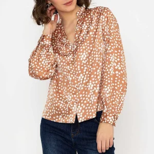 Rowen Avenue Polka Dot Print Blouse In Brown*Women Tops & Blouses