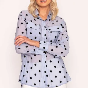 Kelly & Grace Weekend Polka Dot Shirt In Sage*Women Tops & Blouses