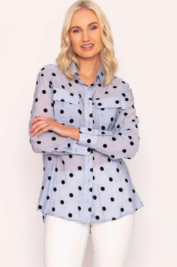 Kelly & Grace Weekend Polka Dot Shirt In Sage*Women Tops & Blouses