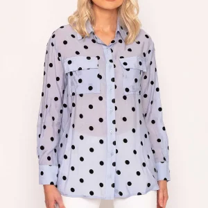 Kelly & Grace Weekend Polka Dot Shirt In Sage*Women Tops & Blouses