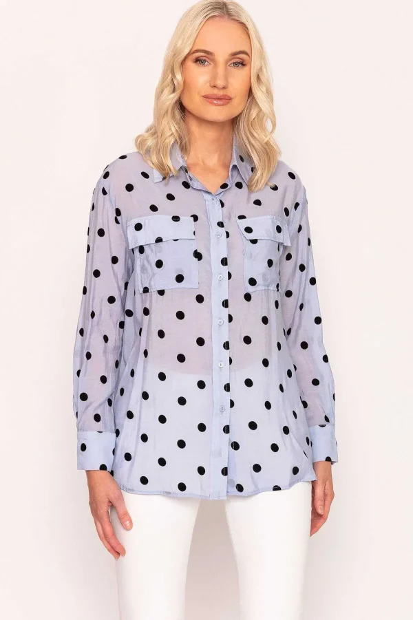 Kelly & Grace Weekend Polka Dot Shirt In Sage*Women Tops & Blouses