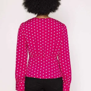 Rowen Avenue Polka Dot V-Neck Blouse In Pink*Women Tops & Blouses