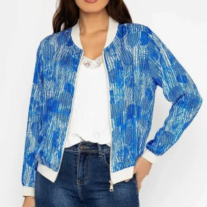 Pala D'oro Printed Bomber Jacket In Blue*Women Coats & Jackets