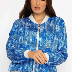 Pala D'oro Printed Bomber Jacket In Blue*Women Coats & Jackets