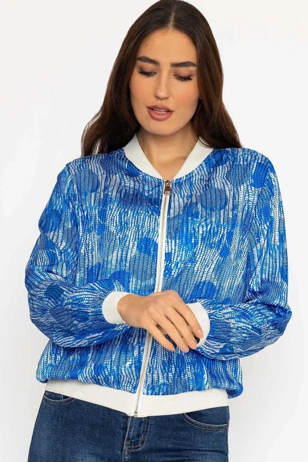 Pala D'oro Printed Bomber Jacket In Blue*Women Coats & Jackets