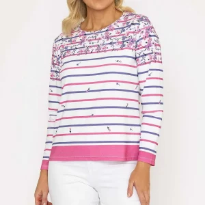 Voulez Vous Printed Breton Top In Pink*Women Tops & Blouses