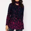 Voulez Vous Printed Knit Tunic With Snood In Navy*Women Jumpers & Cardigans