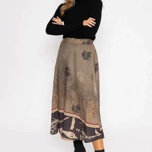 Pala D'oro Printed Midi Skirt In Khaki*Women Skirts & Shorts