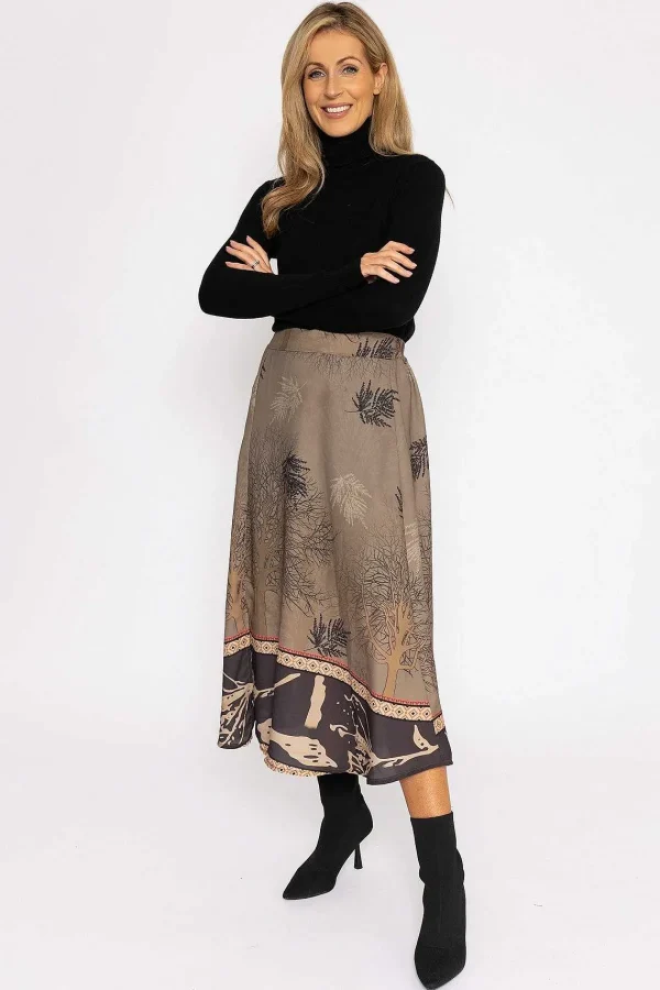 Pala D'oro Printed Midi Skirt In Khaki*Women Skirts & Shorts