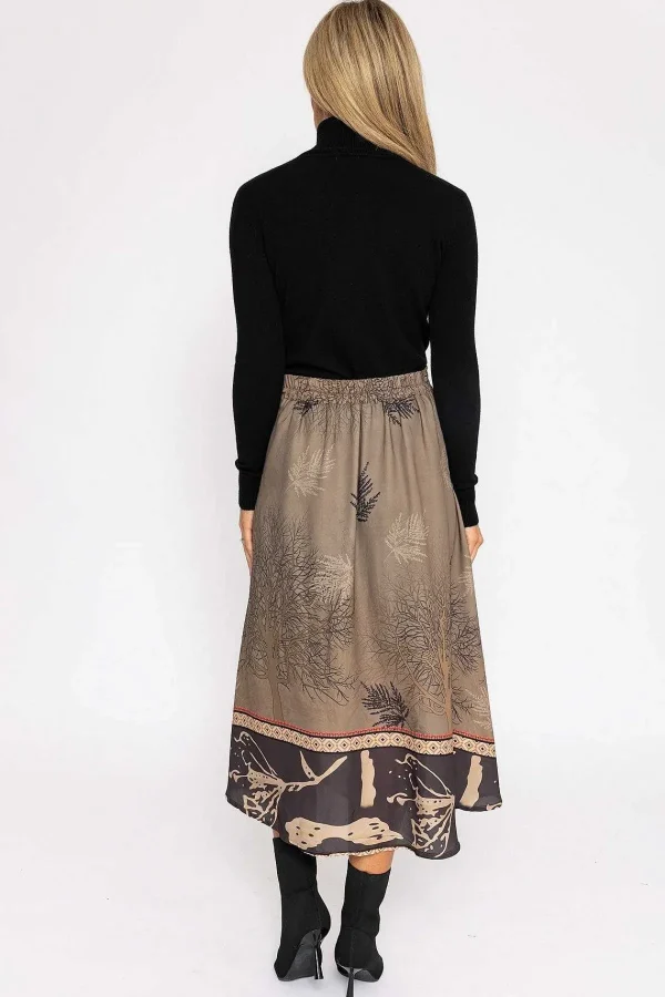 Pala D'oro Printed Midi Skirt In Khaki*Women Skirts & Shorts