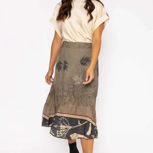 Pala D'oro Printed Midi Skirt In Khaki*Women Skirts & Shorts