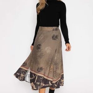 Pala D'oro Printed Midi Skirt In Khaki*Women Skirts & Shorts