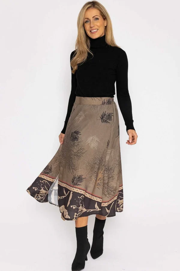 Pala D'oro Printed Midi Skirt In Khaki*Women Skirts & Shorts