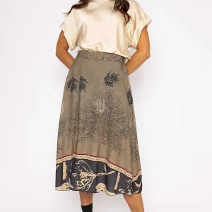 Pala D'oro Printed Midi Skirt In Khaki*Women Skirts & Shorts