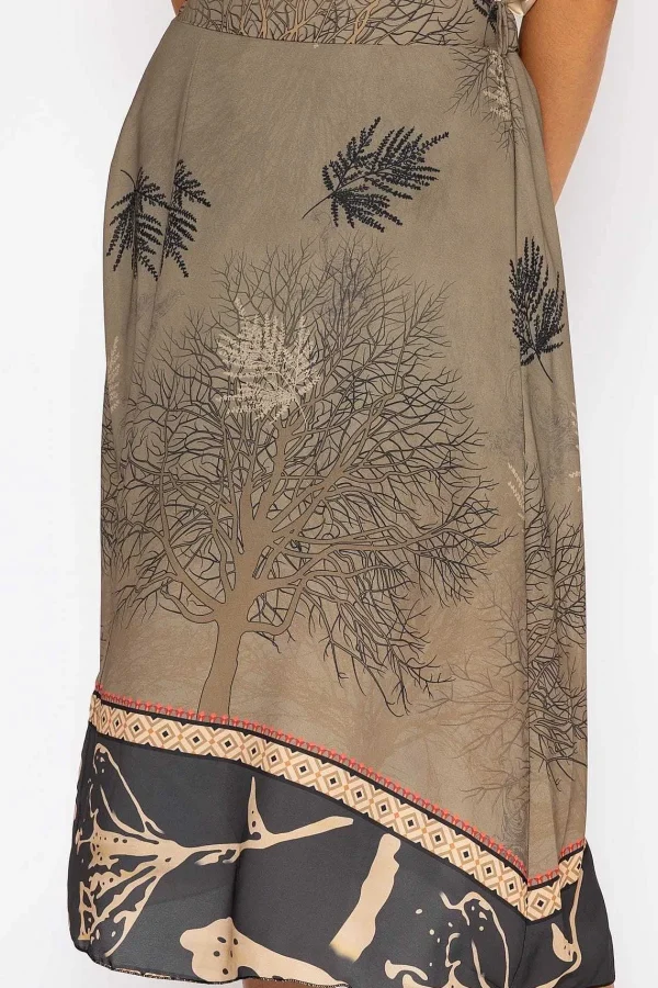 Pala D'oro Printed Midi Skirt In Khaki*Women Skirts & Shorts