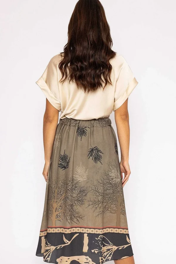 Pala D'oro Printed Midi Skirt In Khaki*Women Skirts & Shorts