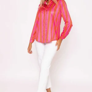 Pala D'oro Printed Sateen Shirt In Pink Print*Women Tops & Blouses