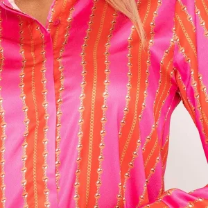 Pala D'oro Printed Sateen Shirt In Pink Print*Women Tops & Blouses