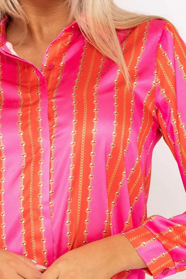 Pala D'oro Printed Sateen Shirt In Pink Print*Women Tops & Blouses