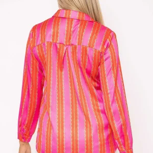 Pala D'oro Printed Sateen Shirt In Pink Print*Women Tops & Blouses