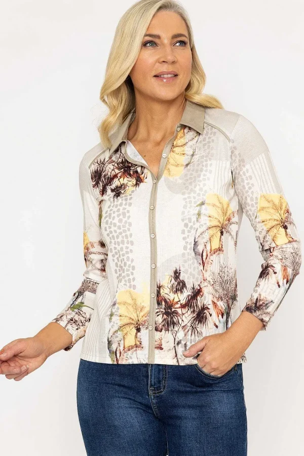 Kalisson Printed Shirt Blouse In Beige*Women Tops & Blouses