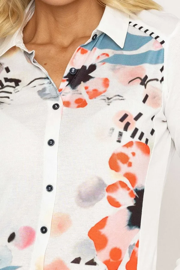 Kalisson Printed Shirt Blouse In White*Women Tops & Blouses
