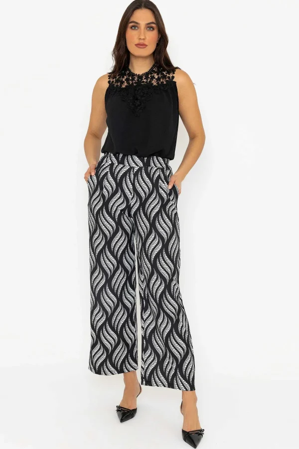 Pala D'Oro Printed Trousers In Black & White*Women Jeans & Trousers