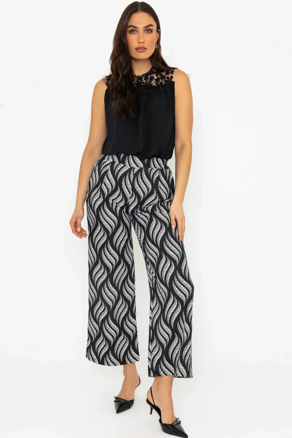 Pala D'Oro Printed Trousers In Black & White*Women Jeans & Trousers