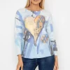 Pala D'oro Printed V-Neck Jumper In Blue*Women Jumpers & Cardigans