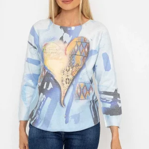 Pala D'oro Printed V-Neck Jumper In Blue*Women Jumpers & Cardigans