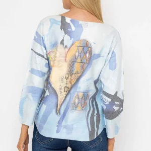 Pala D'oro Printed V-Neck Jumper In Blue*Women Jumpers & Cardigans