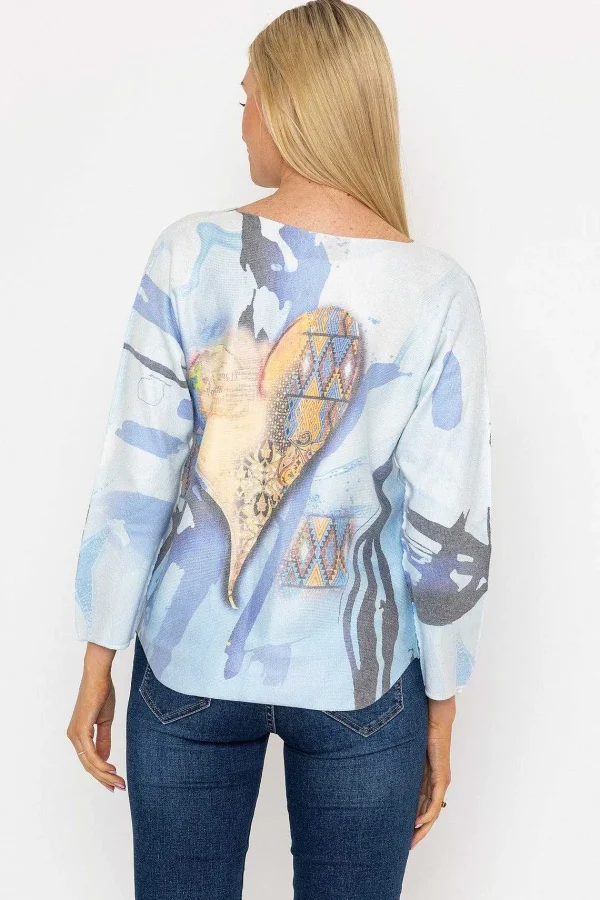 Pala D'oro Printed V-Neck Jumper In Blue*Women Jumpers & Cardigans