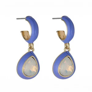 Knight & Day Purple Enamel And Opal Hoop Drop Earrings* Earrings