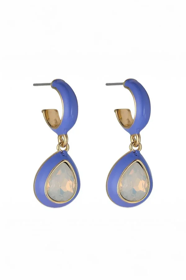 Knight & Day Purple Enamel And Opal Hoop Drop Earrings* Earrings