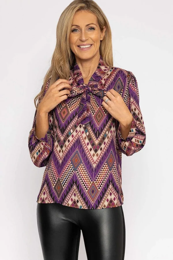 Pala D'oro Pussybow Blouse In Purple*Women Tops & Blouses