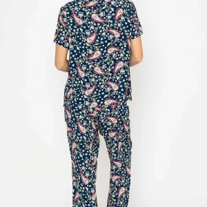 Cherish Accessories Pyjama Set With 3/4 Leg In Navy Print*Women Nightwear