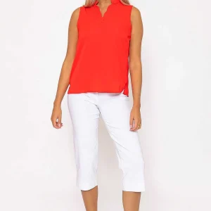 Rowen Avenue Red Scallop Trim Sleeveless Top*Women Tops & Blouses