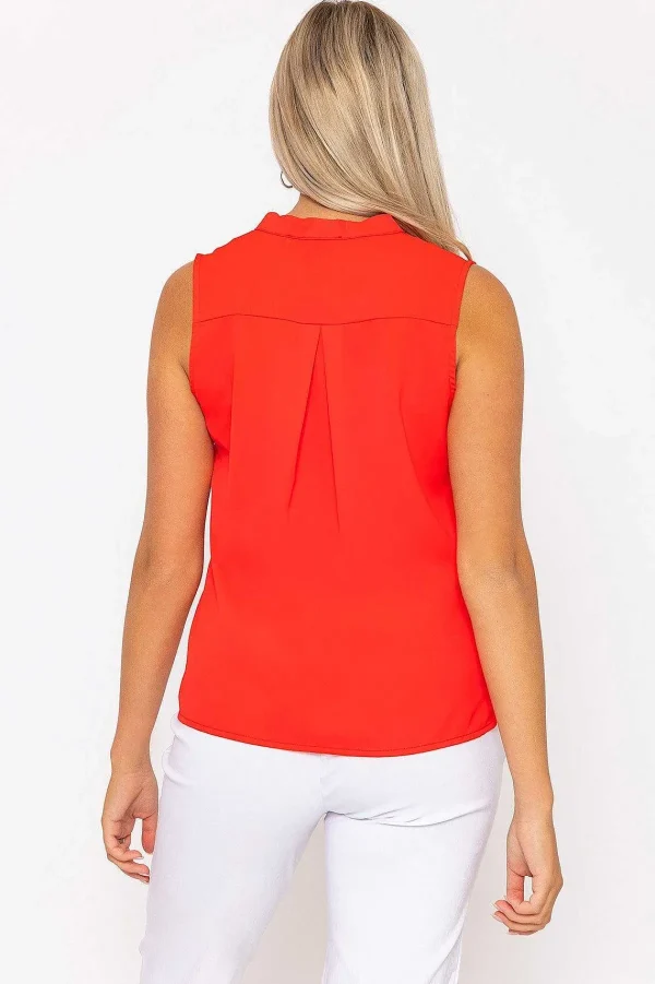 Rowen Avenue Red Scallop Trim Sleeveless Top*Women Tops & Blouses