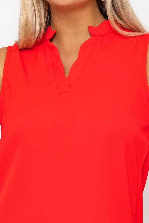 Rowen Avenue Red Scallop Trim Sleeveless Top*Women Tops & Blouses