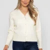 Kelly & Grace Weekend Rib Crop Cardigan In Ecru*Women Jumpers & Cardigans