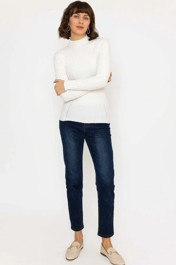 Kelly & Grace Weekend Rib Knit Top In Ecru*Women Jumpers & Cardigans