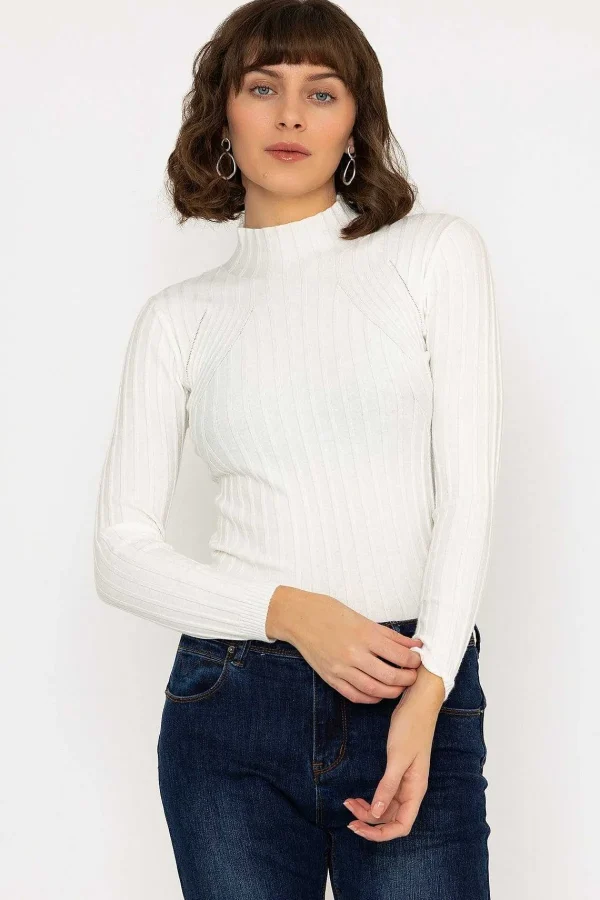 Kelly & Grace Weekend Rib Knit Top In Ecru*Women Jumpers & Cardigans