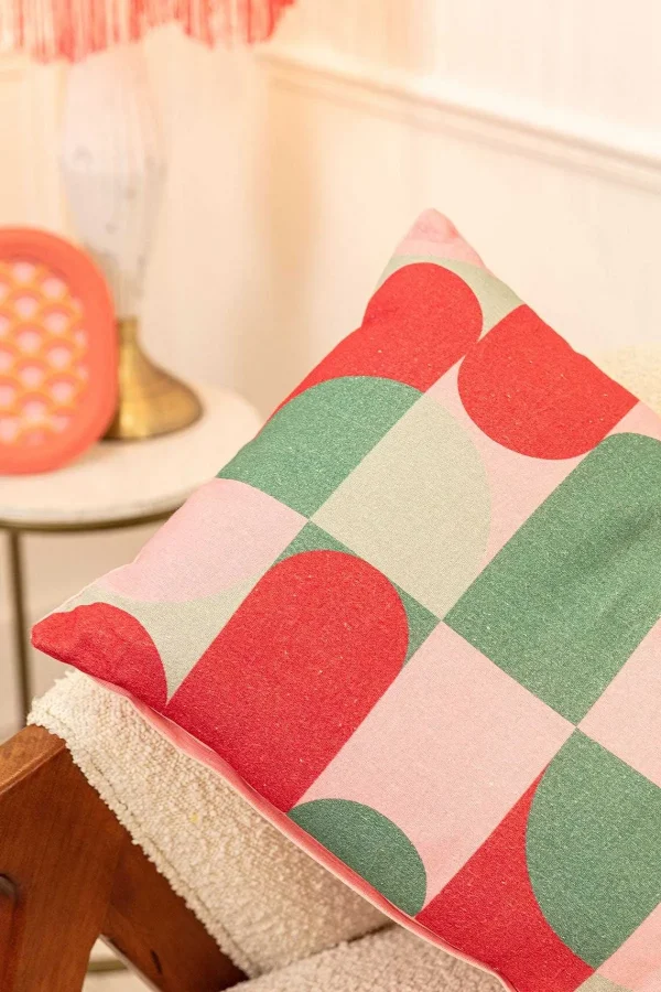 Carraig Donn Dwell Riley Pink Geo Cushion* Homeware