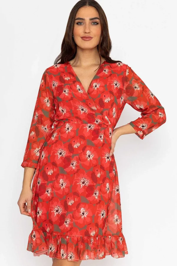 Pala D'oro Roisin Knee Length Dress In Red Print*Women Dresses & Jumpsuits