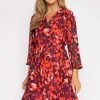 Pala D'oro Roisin Knee Length Dress In Red Print*Women Dresses & Jumpsuits